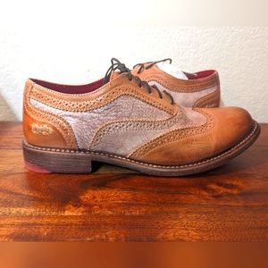 Bed Stu Lita Tan Rustic Jasper Wingtip Brogue Leather Shoes Women's 8.5/8